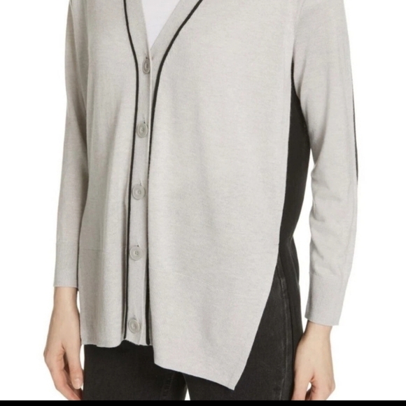 ATM Anthony Thomas Melillo Silk, Wool, And Cashmere Blend Colorblock Cardigan - Picture 2 of 10
